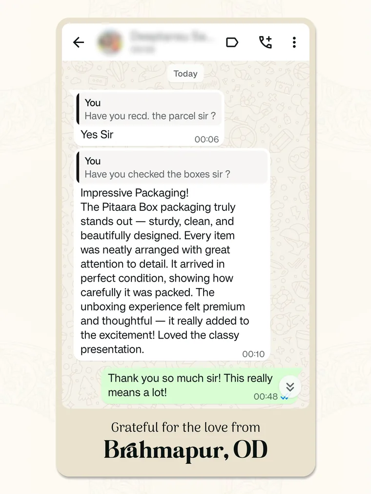 Customer testimonial from Brahmapur