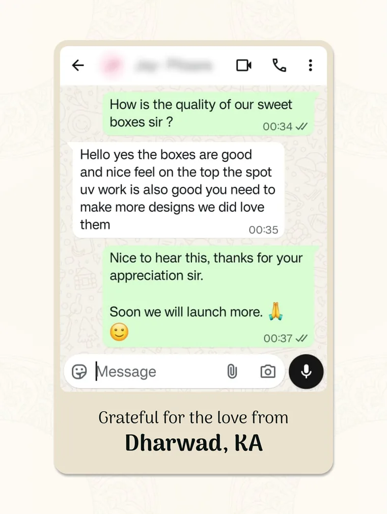Customer testimonial from Dharwad